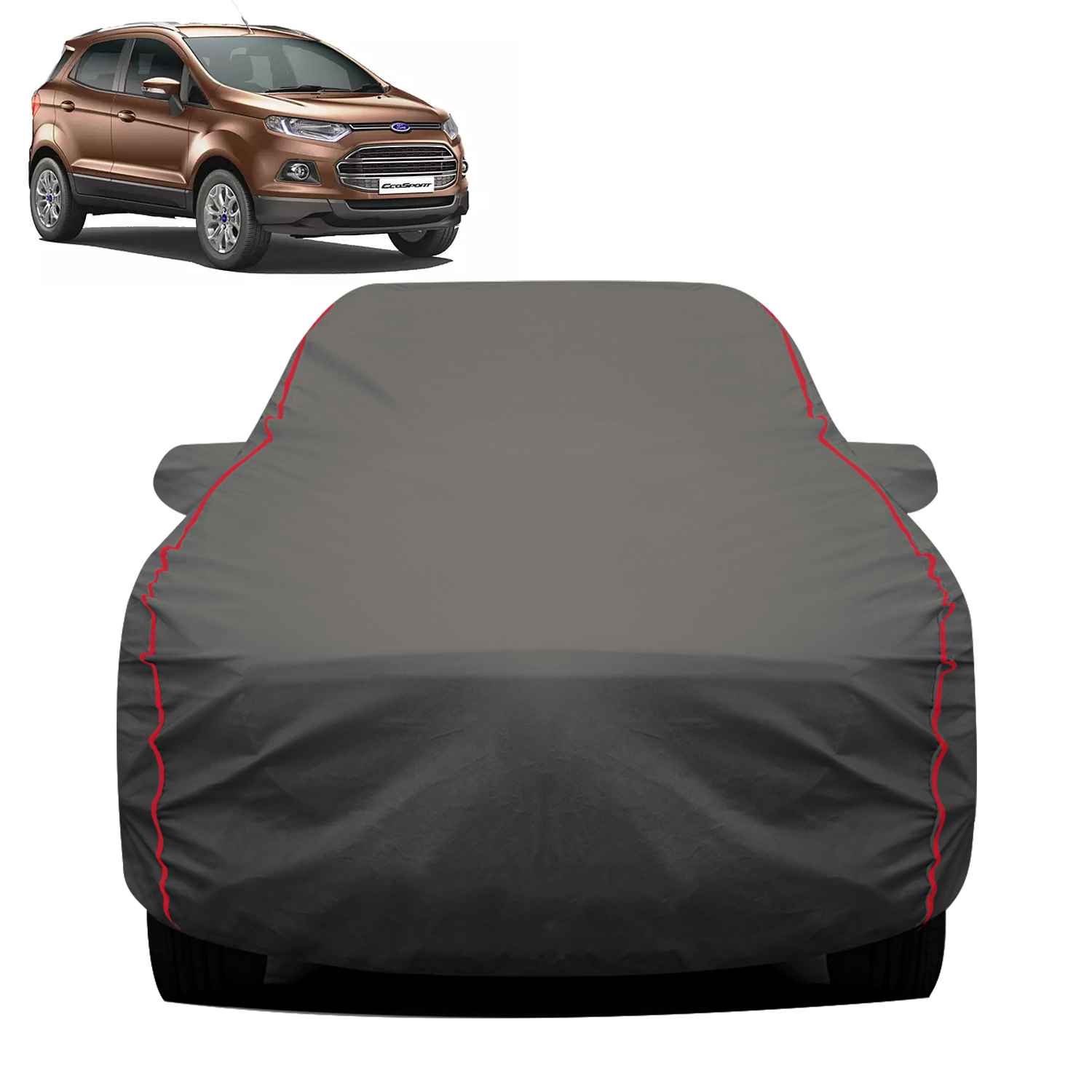 Carzex 2X2 Heavy Duty Red Border Car Body Cover for ford Ecosport Old